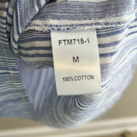 THML Striped Tank Detailed Embroidery Boho Beachy Casual Shirt Top Size Medium - Picture 4 of 5